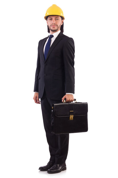 Молодой архитектор изолирован на белом