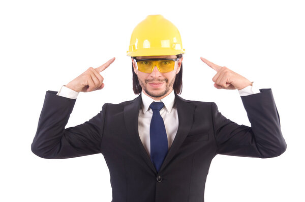 Молодой архитектор изолирован на белом