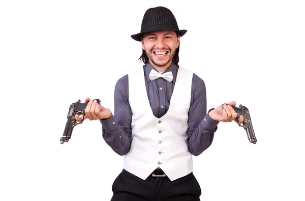 Man with gun isolated on the white — Stock Photo, Image