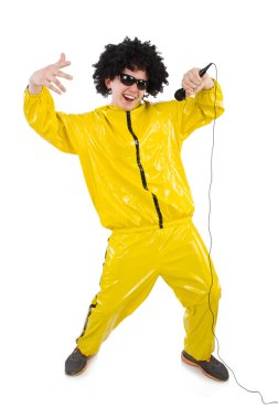Man in yellow suit isolated on white clipart