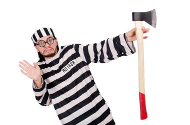 Beyaz arka planda tecrit edilmiş mahkum