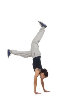 Beyazların üzerinde yalnız dans eden adam