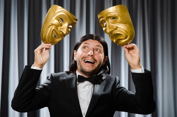 Funny concept with theatrical mask — Stock Photo, Image