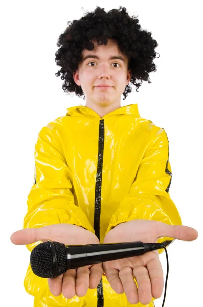 Homme en costume jaune isolé sur blanc — Photo