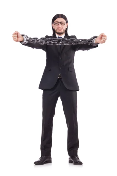 Man with chain isolated on the white — Stock Photo, Image