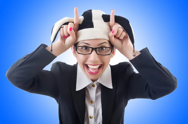 Young businesswoman clown — Stock Photo, Image