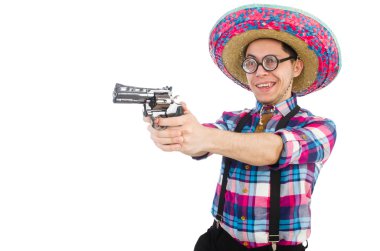 Konseptte sombrero olan komik bir Meksikalı.