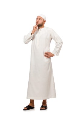 Beyaz üzerine izole edilmiş Arap adam kavramı