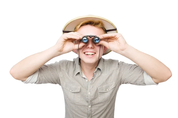 Hombre en sombrero de safari en concepto de caza — Foto de Stock