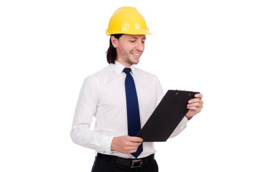 Genç mimar beyaz üzerine izole edilmiş