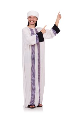 Beyaz üzerine izole edilmiş Arap adam kavramı