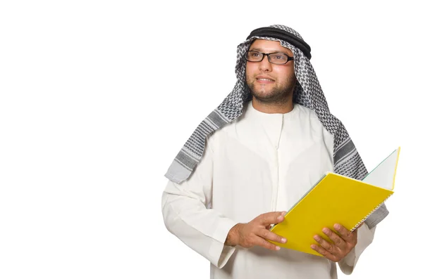 Koncepcja z człowiekiem arabskim izolowanym na białym — Zdjęcie stockowe