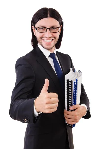 Joven empresario aislado sobre el fondo blanco — Foto de Stock