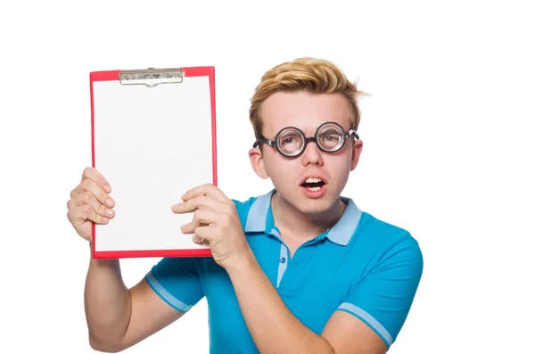 Joven estudiante aislado en el blanco — Foto de Stock