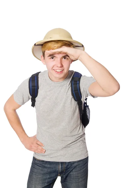 Hombre en sombrero de safari en concepto de caza —  Fotos de Stock