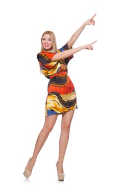 Sanal düğmeye basan kadın beyazda izole edildi