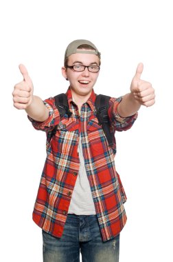 Beyaz tenli genç öğrenci.