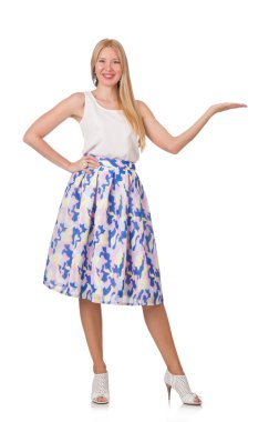 Beyaz arka planda izole edilmiş bir kadın