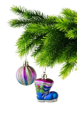 Noel süslemeleri beyazların üzerinde izole.