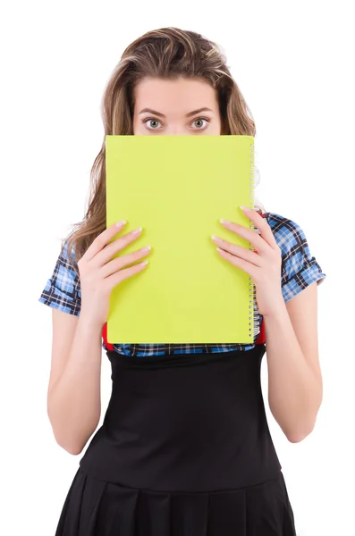 Junge Studentin isoliert auf der weißen Seite — Stockfoto