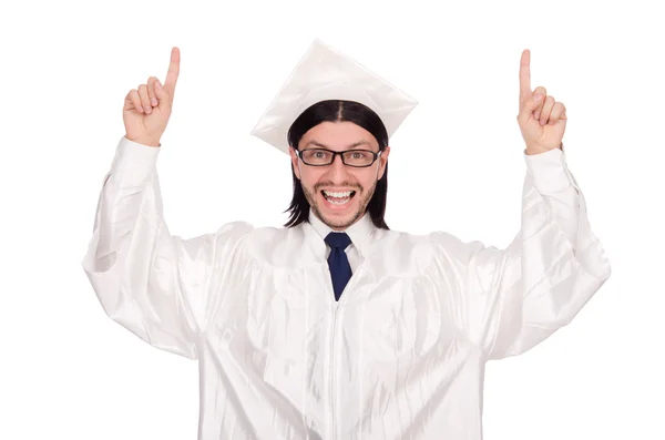 Jovem estudante isolado no branco — Fotografia de Stock