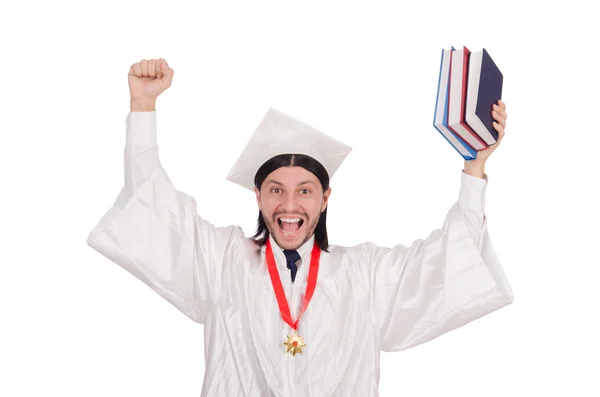 Junge Studentin isoliert auf der weißen Seite — Stockfoto