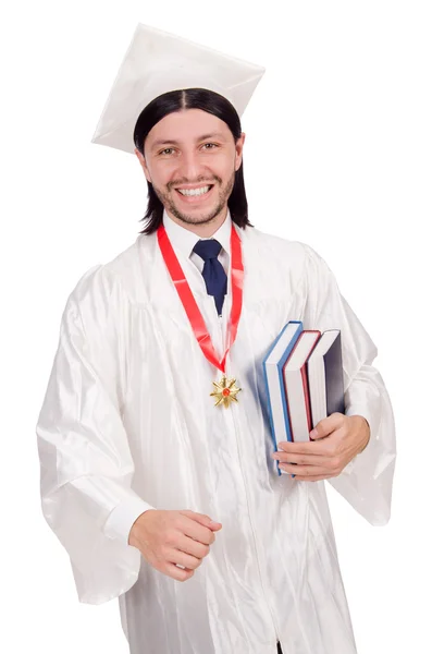 Jovem estudante isolado no branco — Fotografia de Stock