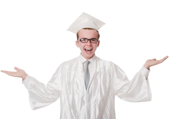 Młody student odizolowany na białym — Zdjęcie stockowe