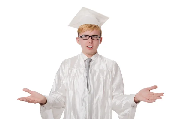 Jovem estudante isolado no branco — Fotografia de Stock