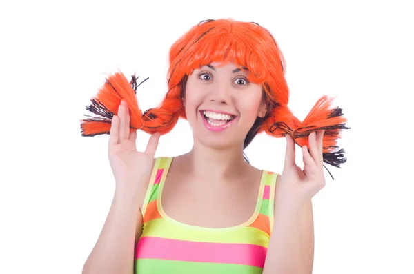 Woman with colourful wig — Stock Photo, Image