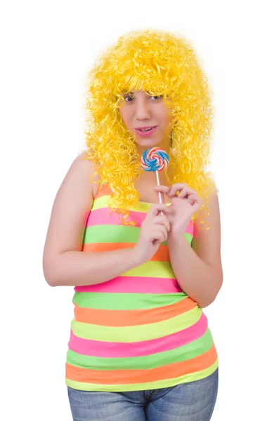 Woman with colourful wig — Stock Photo, Image