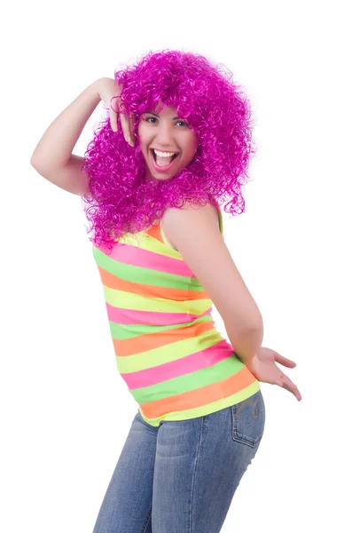 Woman with colourful wig — Stock Photo, Image