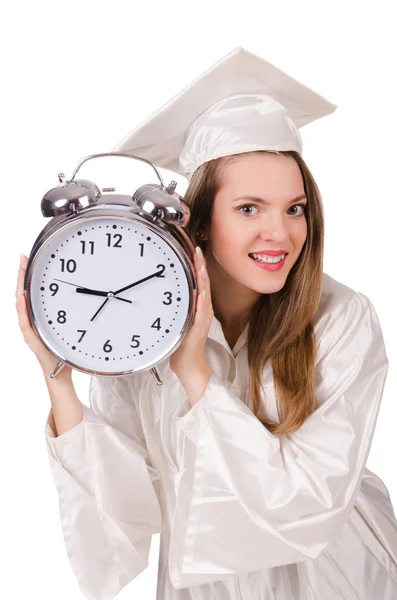 Young student with clock — Stock Photo, Image