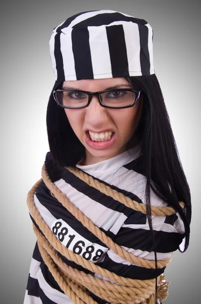 Prisoner in striped uniform — Stock Photo, Image