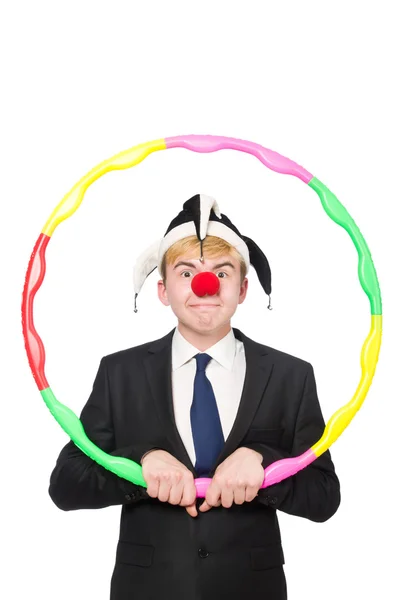 Affärsman clown i roligt koncept isolerad på vitt — Stockfoto