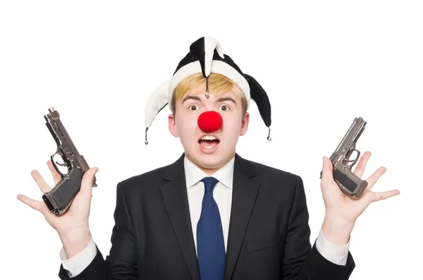 Businessman clown in funny concept isolated on white — Stock Photo, Image