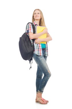 sırt çantası ile genç bir öğrenci