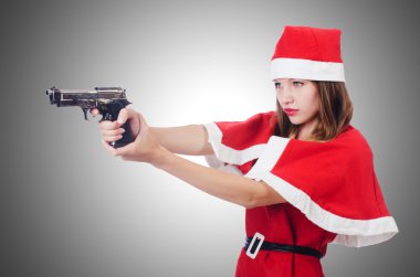 genç kadın kırmızı santa kostüm