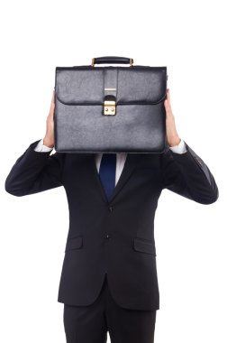 Genç işadamı beyaz arka planda izole edilmiş