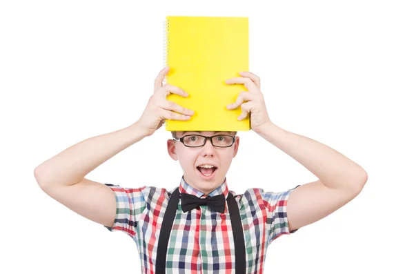 Jovem estudante isolado no fundo branco — Fotografia de Stock