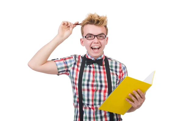 Funny student with books — Stock Photo, Image