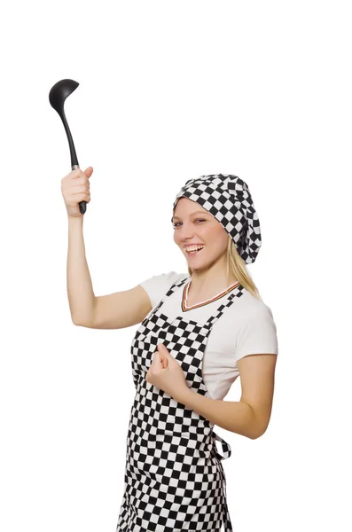 Woman cook isolated on the white background — Stock Photo, Image