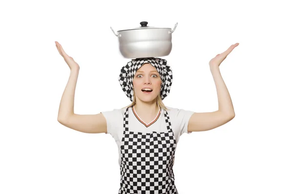 Woman cook isolated on the white background — Stock Photo, Image