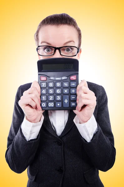 Funny accountant with calculator — Stock Photo, Image