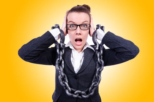 Woman with hands and handcuffs — Stock Photo, Image