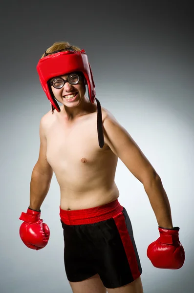 Engraçado nerd boxer no esporte conceito — Fotografia de Stock