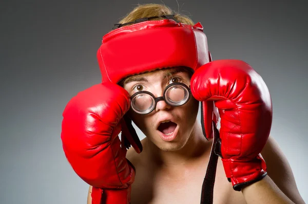 Engraçado nerd boxer no esporte conceito — Fotografia de Stock
