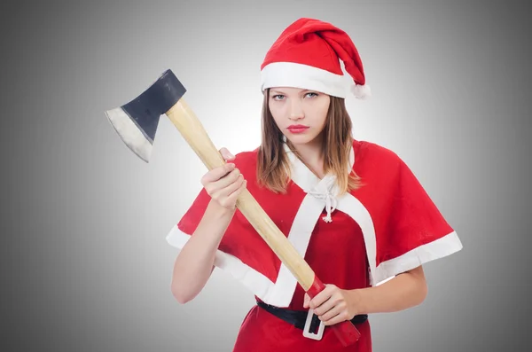 Young woman in red santa costume — Stock Photo, Image