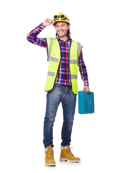 Trabajador industrial aislado en el fondo blanco — Foto de Stock