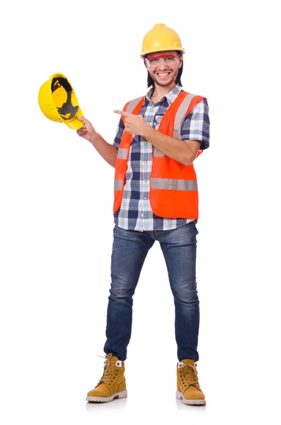 Trabajador industrial aislado en el fondo blanco — Foto de Stock